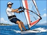 Windsurfer wearing protective clothing