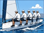 Sailing crew wearing protective clothing