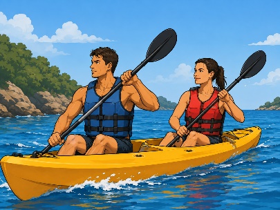 Recreational kayakers exposed to sunlight